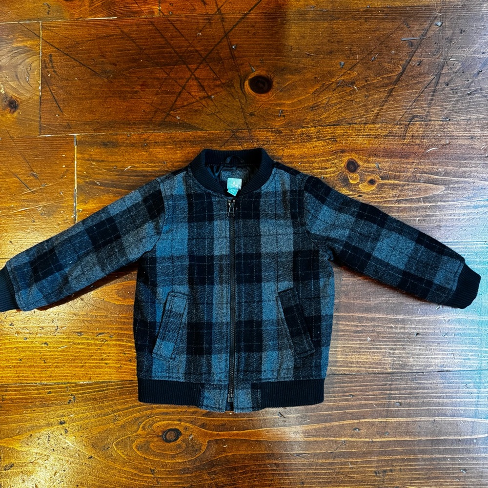 Baby Gap Gray Plaid Bomber Jacket- 4T‎
